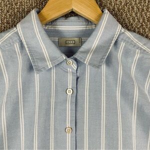 AYR Button Down Shirt women’s Large Blue White Classic Long Sleeve Top F300